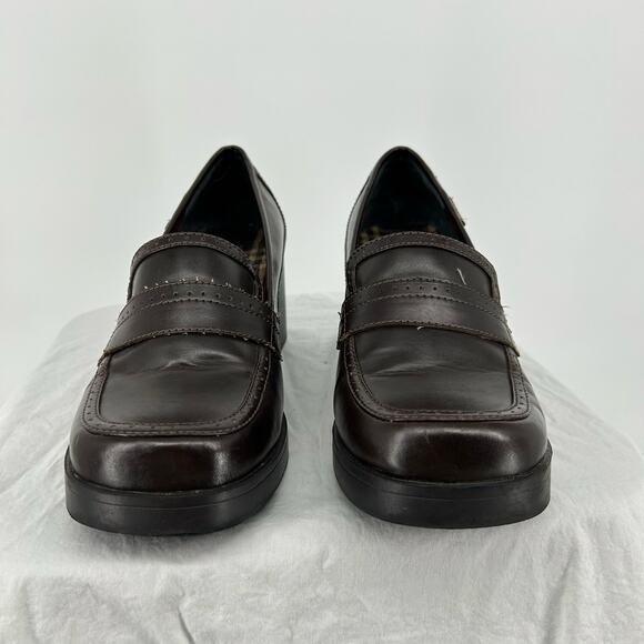 VTG y2k Women's Brown MUDD Kapfer Penny Loafer Chunky Platform Block Heels 9.5M - Picture 2 of 8